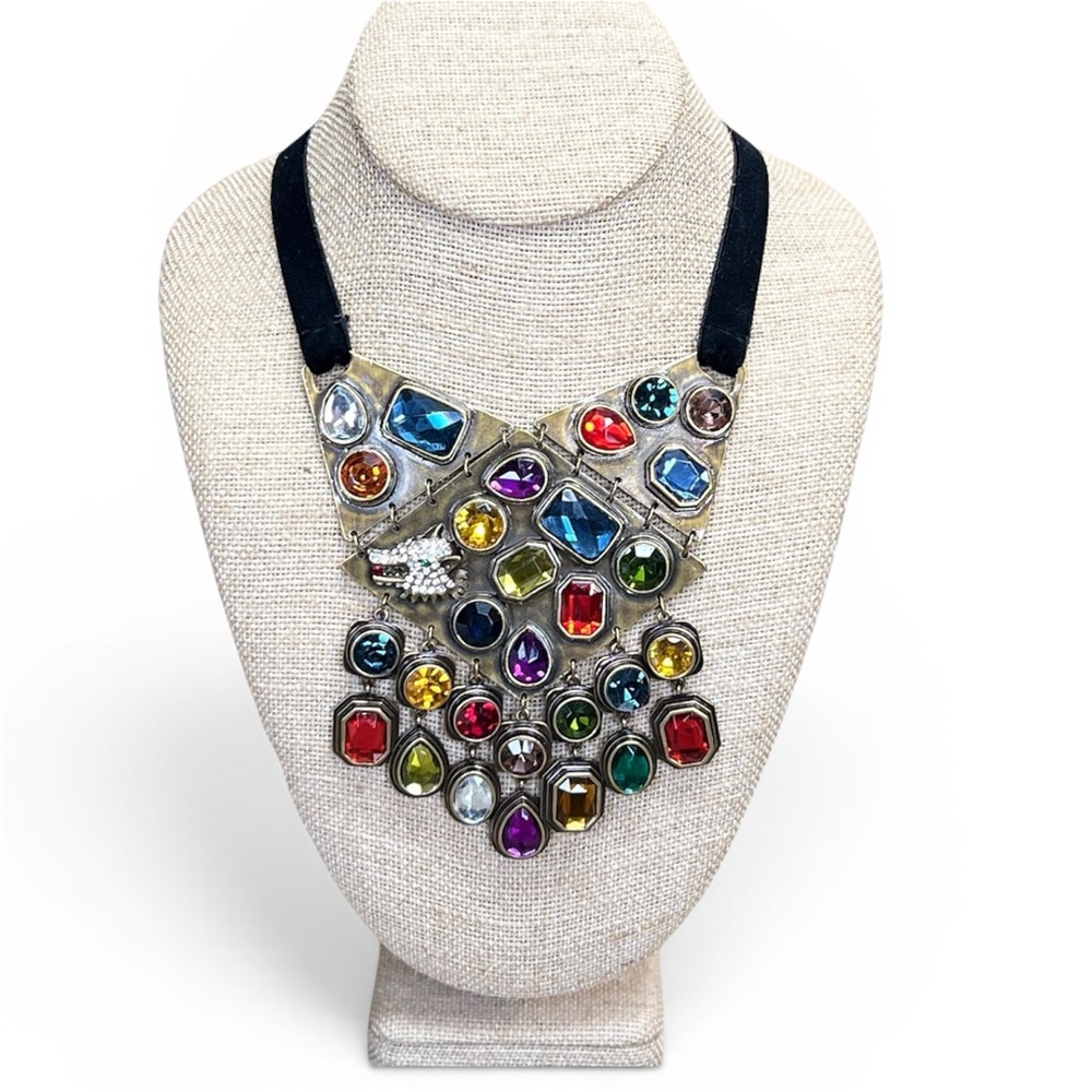 Loulou de la Falaise
Multicolor Statement Bib Necklace with Gem Accents with Box